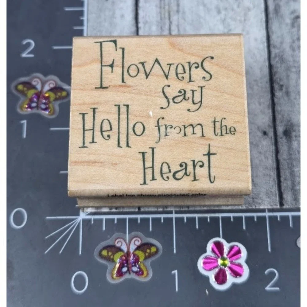 Hero Arts Flowers Say Hello From The Heart C2553 Rubber Stamp Wood #K27